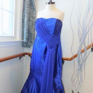 Custom Blue Strapless Formal Evening Gown Prom Wedding Party Size Small?
